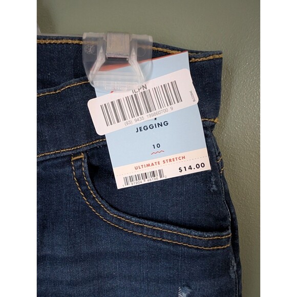 Cat & Jack Girls Sz 10 Jeggings Jeans Ultimate Stretch 5-Pockets Blue Distressed - Picture 5 of 7